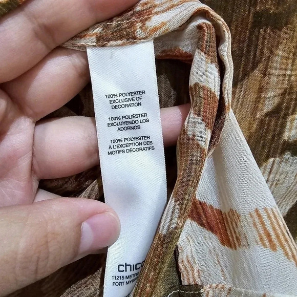 CHICOS 2 Neutral Zebra Chic Joceline Top Long Sleeve Sequin Collar - Picture 12 of 16